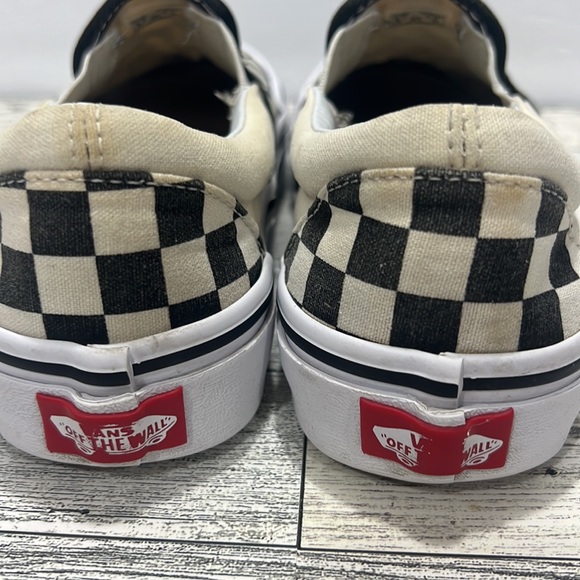 Vans Classic Unisex Size 4.5 US Slip On Checkerboard Canvas White Black Shoes - Picture 5 of 16